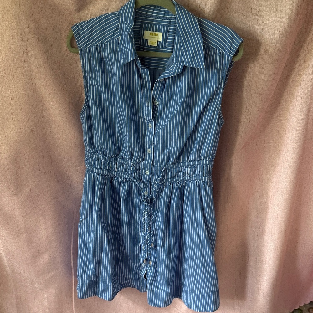 Maeve by Anthropologie Blue and White Striped Dress